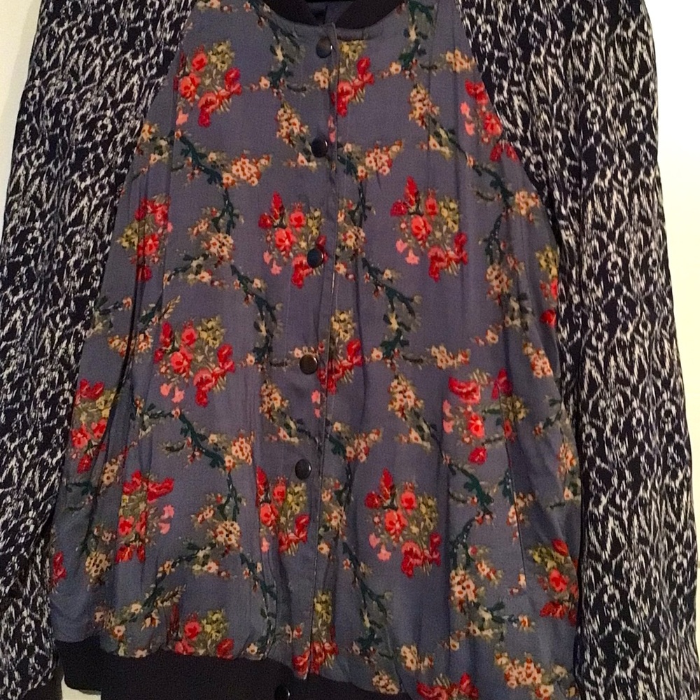 Free People floral baseball jacket size large